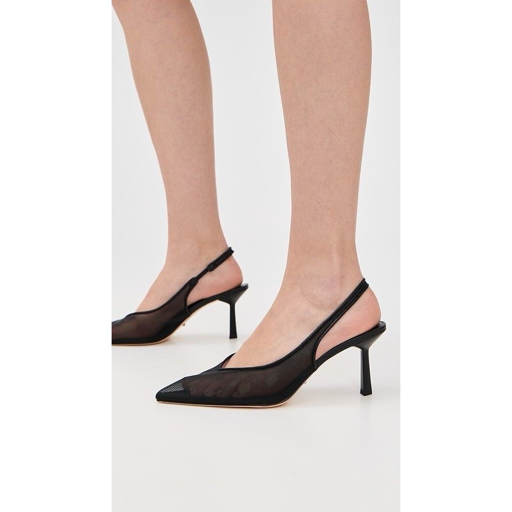Tony Bianco Breeze Heel Slingback Pumps Sz 8.5 Black Nylon Mesh